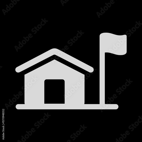 Filled House with Flag Icon