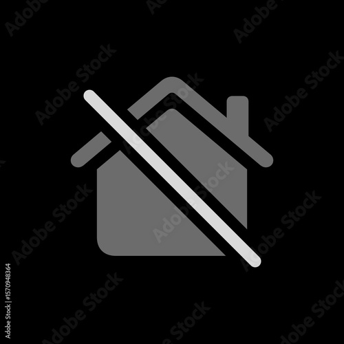 Filled House with Slash Icon