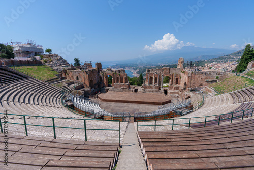 Taormina, Italy: 06232025: Antic theatre in the city of Taormina, Sicily