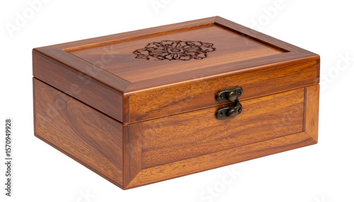 wood box unique isolated on white background.