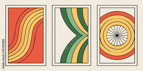 Mid-Century Modern Abstract Art Posters Four Retro Designs