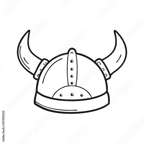 Cartoon viking helmet with a horn 