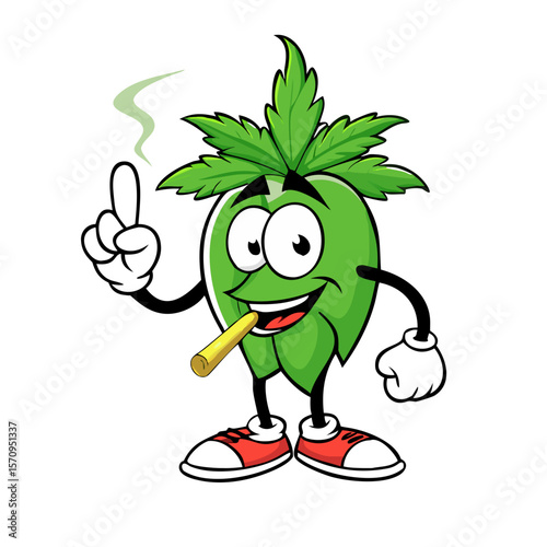Marijuana bud cartoon character with joint salute vector 