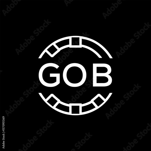 GOB Creative Letter mark Badge Logo Design, GOB Later Logo, Geometric Monogram Logo on Black Background, GOB  Later Logo, Contemporary Minimal Logo for Business Identity.
