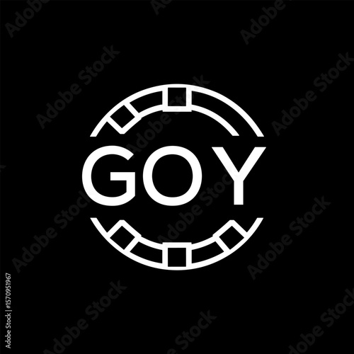 GOY Creative Letter mark Badge Logo Design, GOY Later Logo, Geometric Monogram Logo on Black Background, GOY  Later Logo, Contemporary Minimal Logo for Business Identity.
