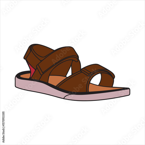 sandals outline drawing on white background
