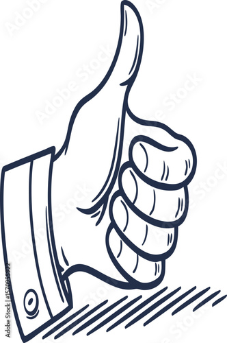 Illustration of a hand giving a thumbs up gesture with a shirt cuff and shadow lines underneath it