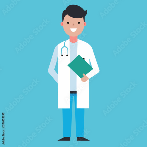 cartoon doctor with a clipboard