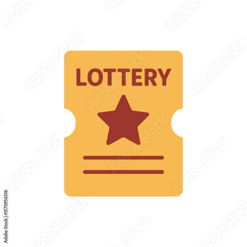 Lottery Ticket Flat Icon, Yellow and Brown, Transparent Background