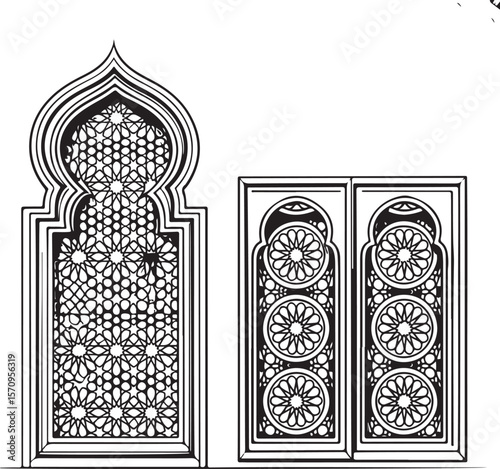 Heart-Shaped Islamic Mandala & Mosque Silhouette Vector Pack