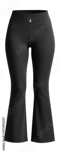 Loose fit yoga pants with wide waistband and flared leg opening