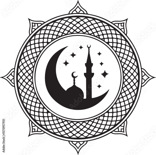 Heart-Shaped Islamic Mandala & Mosque Silhouette Vector Pack