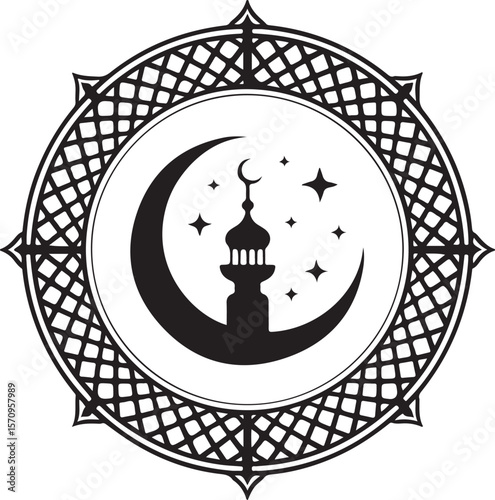 Heart-Shaped Islamic Mandala & Mosque Silhouette Vector Pack