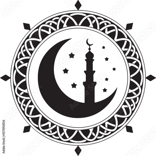 Heart-Shaped Islamic Mandala & Mosque Silhouette Vector Pack
