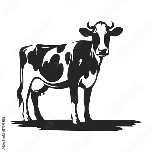 Cow black silhouette vector isolated on white background, ai generated	

