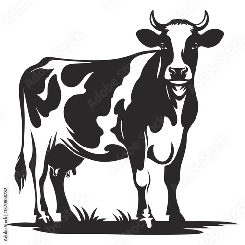 Cow black silhouette vector isolated on white background, ai generated	
