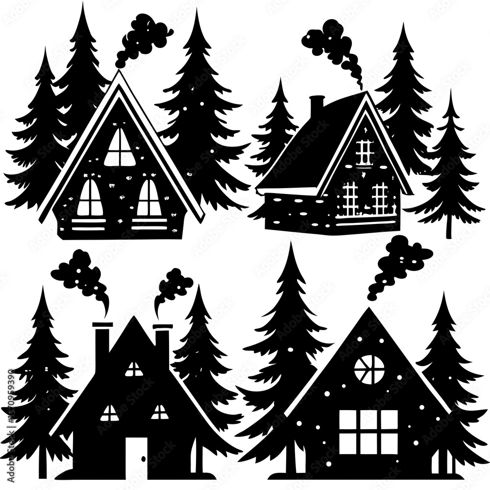 Obraz premium set of christmas trees vector