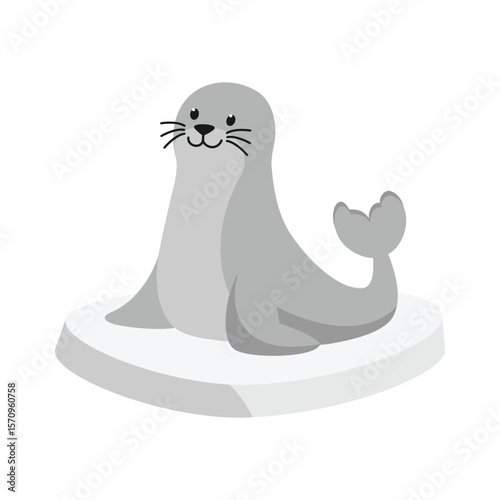 Seal Lion Sitting On Ice Vector style icon. Eps 10 file