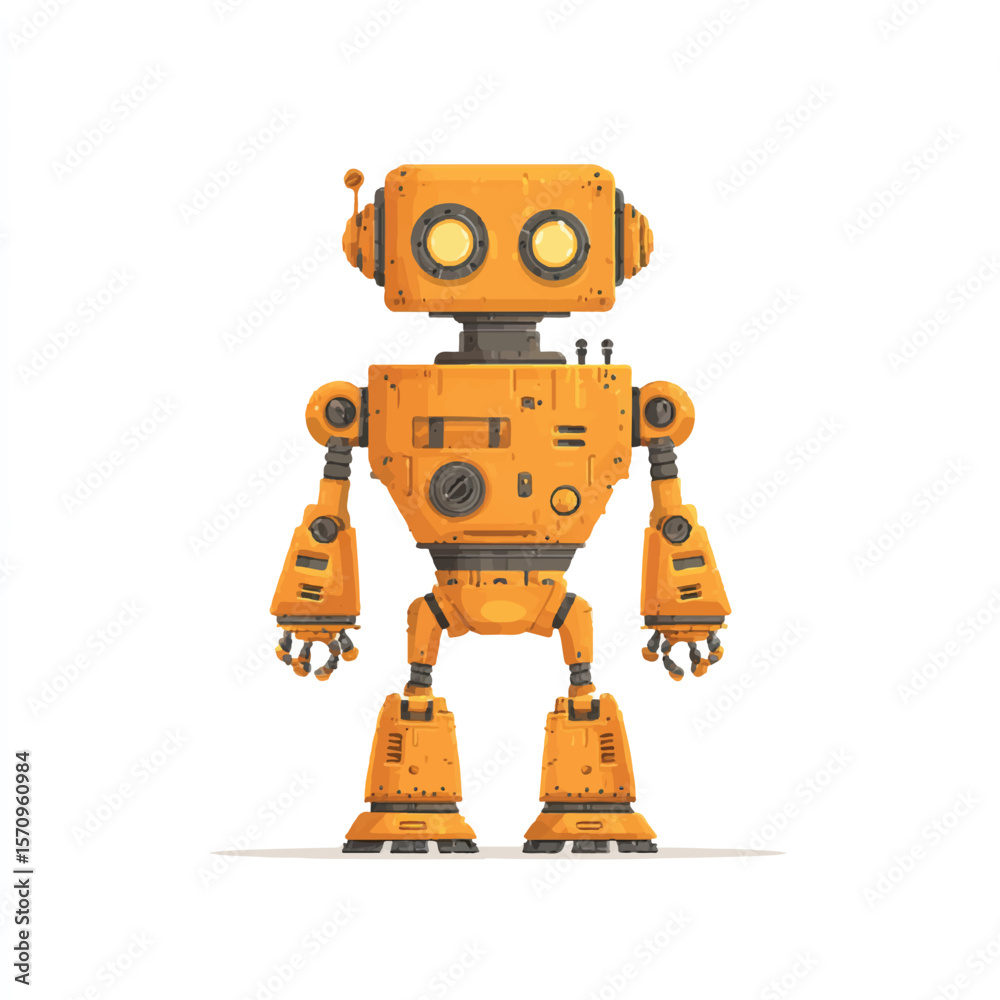 Fototapeta premium robot isolated in White Background, robot vector, Flat lay vector illustration