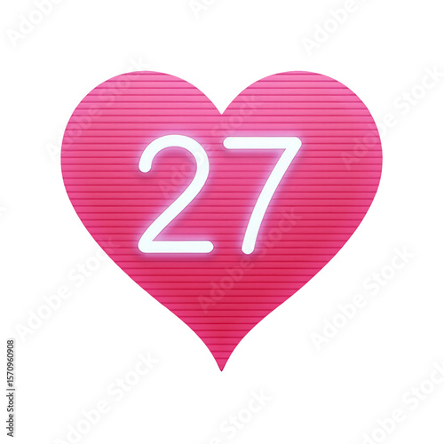 Neon Emoji Heart Message in a Glitch Effect Isolated on a White Background