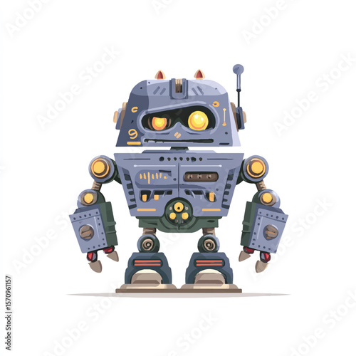 robot isolated in White Background, robot vector, Flat lay vector illustration