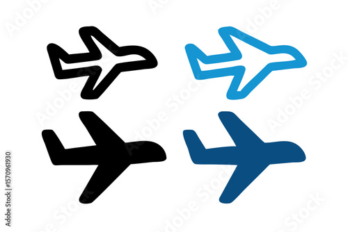 Two stylized blue airplanes in flight with a reflection below on a black background