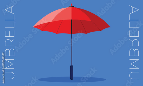 Red umbrella isolated on a blue background.