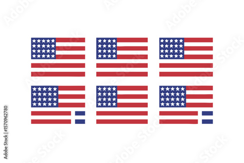 Six american flags displayed in a grid against a black background