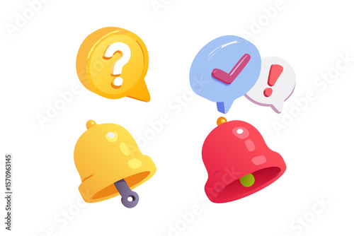 Collection of notification icons including question mark bell checkmark and exclamation mark