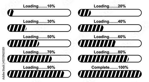 vector modern black loading bar on white background.