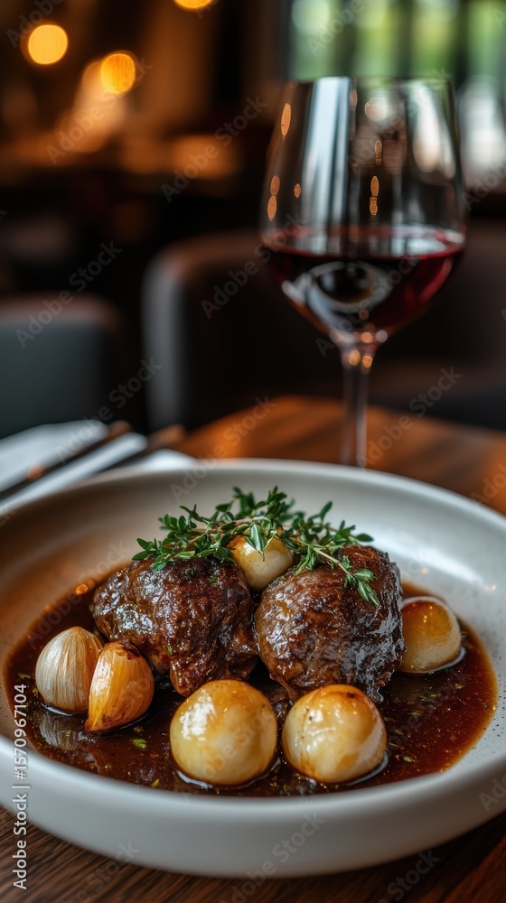 Italian braised beef with garlic. AI generative. Italian braised beef with garlic. AI generative.