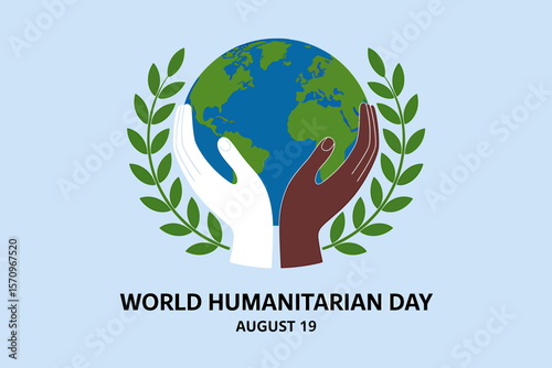 Two hands one earth world humanitarian day august 19 concept