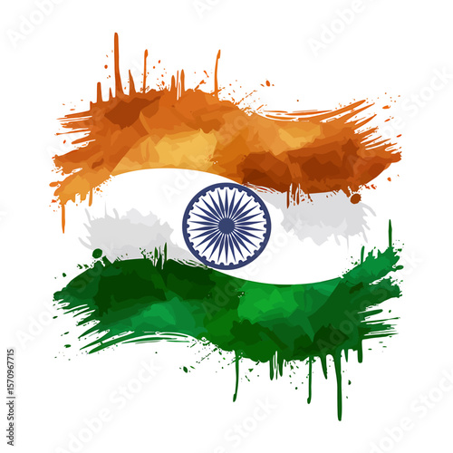 Abstract Watercolor Representation of the Indian Flag A Patriotism Artwork