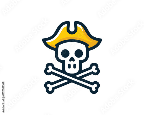 Jolly roger cartoon classic pirate skull and crossbones vector illustration