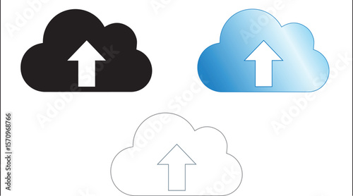 Cloud Upload Silhouette Vector Icon for File Transfer, Data Backup, and Cloud Storage Design