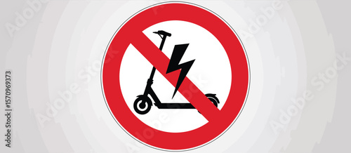 No electric scooters allowed sign with lightning bolt symbol