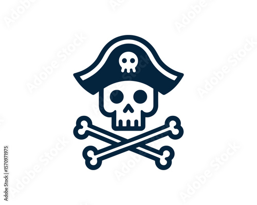 Pirate skull and crossbones nautical adventure vector symbol
