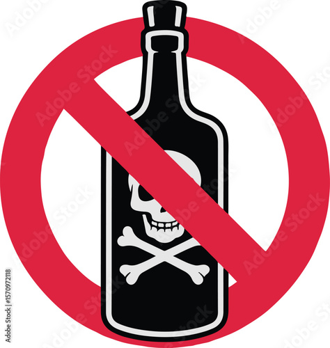 Prohibition of alcohol symbol with a red circle and diagonal line