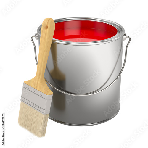 brush and can with colour o...