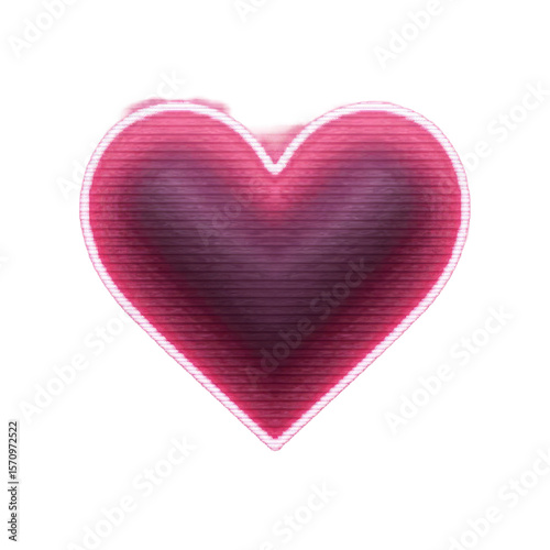 Neon Emoji Heart Message in a Glitch Effect – A neon emoji heart message with a glitch effect, isolated on a white background.