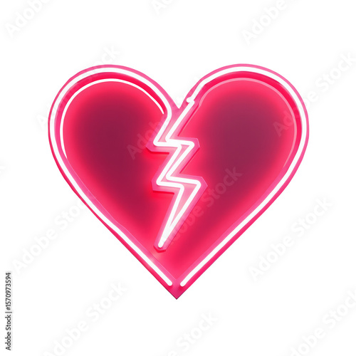 Neon Electric Heart with Lightning Bolts Running Through It