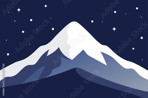 Majestic Night Mountain Peak A Starry Night Landscape Illustration