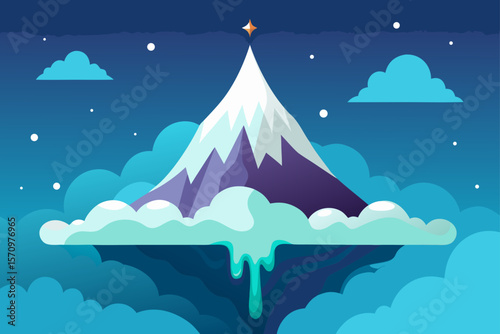 Reaching the Summit A Celestial Mountain Illustration