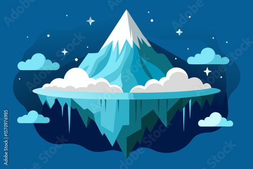 Enchanted Floating Mountain A Surreal Night Scene Illustration