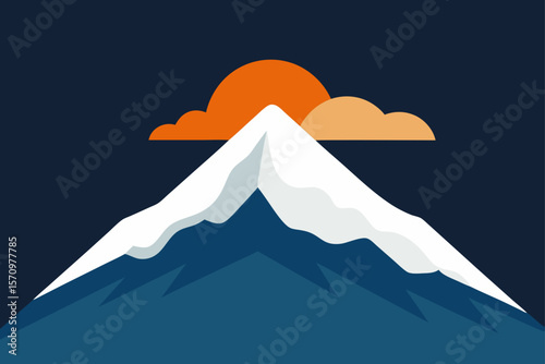 Serene Mountain Peak at Sunset A Minimalist Illustration