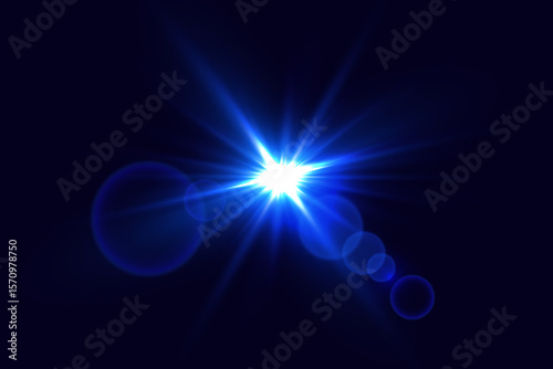 Blue star flare light effect. Vector illustration EPS10