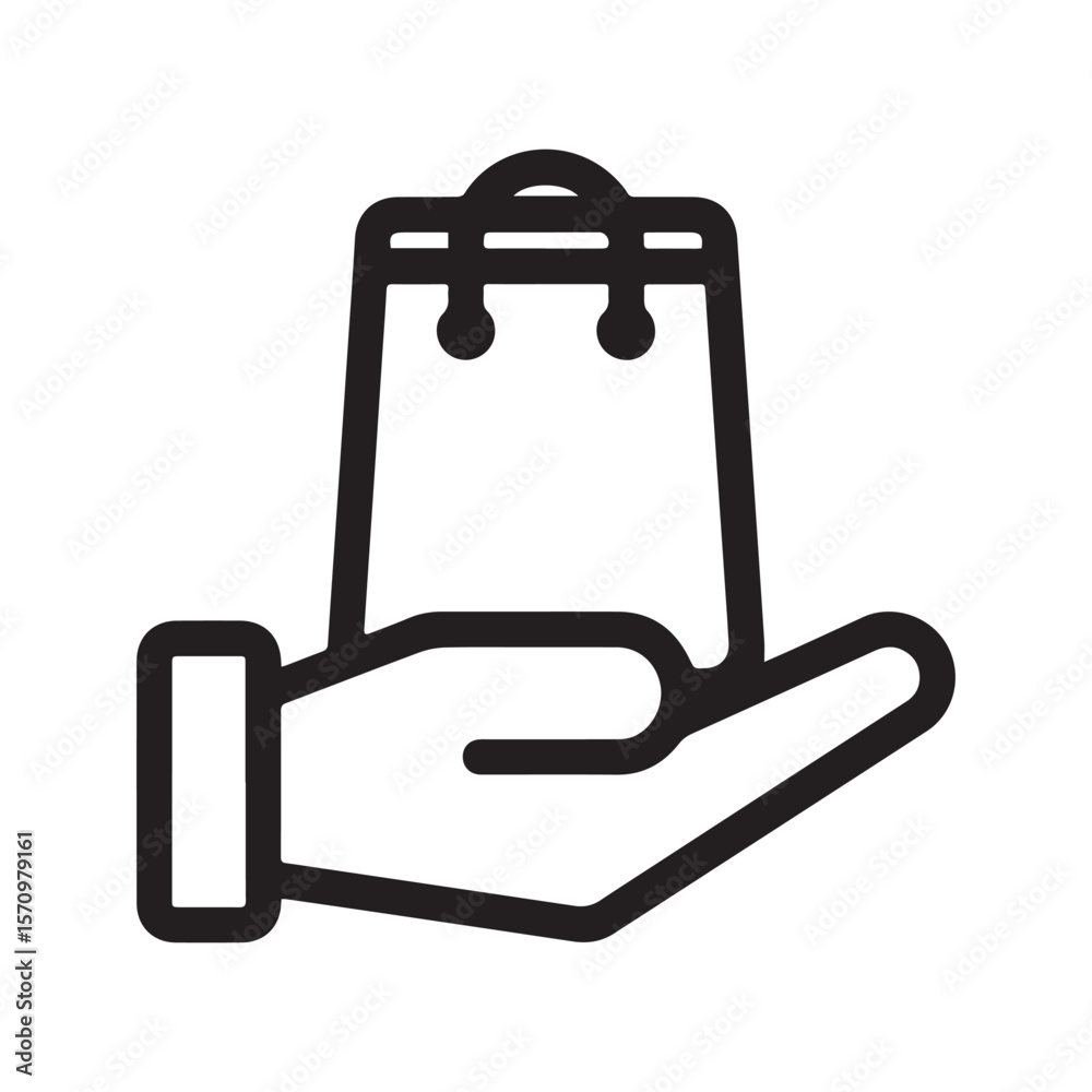 Fototapeta premium Hand Holding Shopping Bag Icon for E-commerce and Retail Services