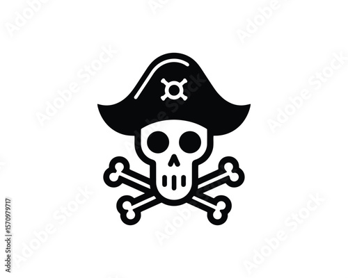 Cartoon pirate skull and crossbones icon vector illustration