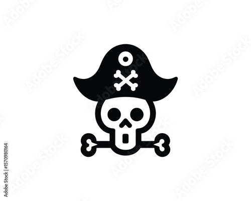Jolly roger icon playful pirate skull and crossbones vector illustration