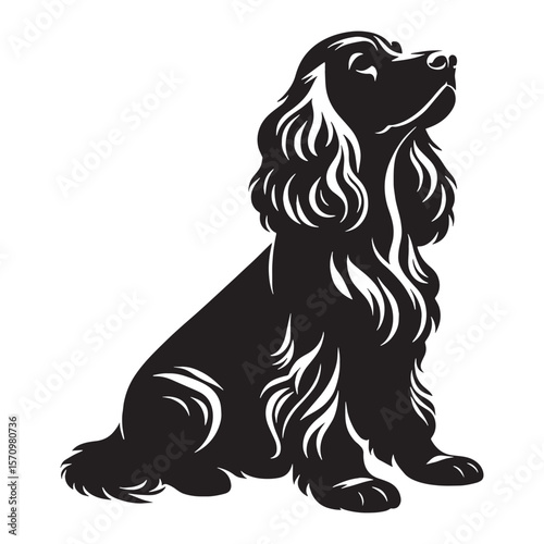 Merry Cocker Spaniel black vector graphic, reflecting its cheerful and lively temperament - Cocker Spaniel silhouette - Cocker Spaniel Vector - Silhouette of Cocker Spaniel - dog silhouette

